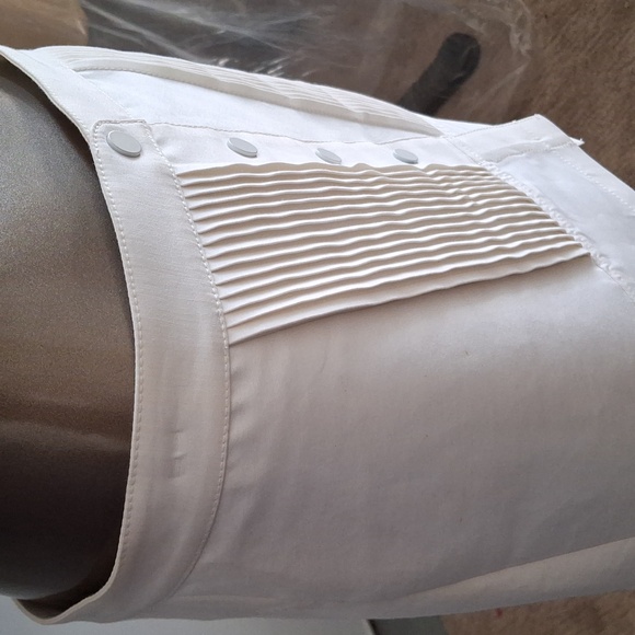 Vintage runway tuxedo mini skirt in creme white cotton - Picture 3 of 4